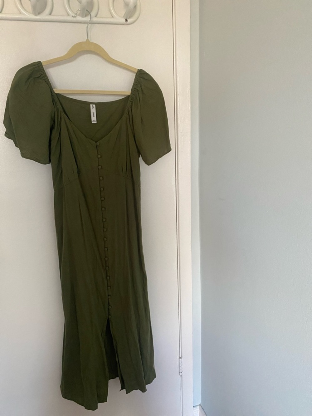 Olive green linen Mango dress
